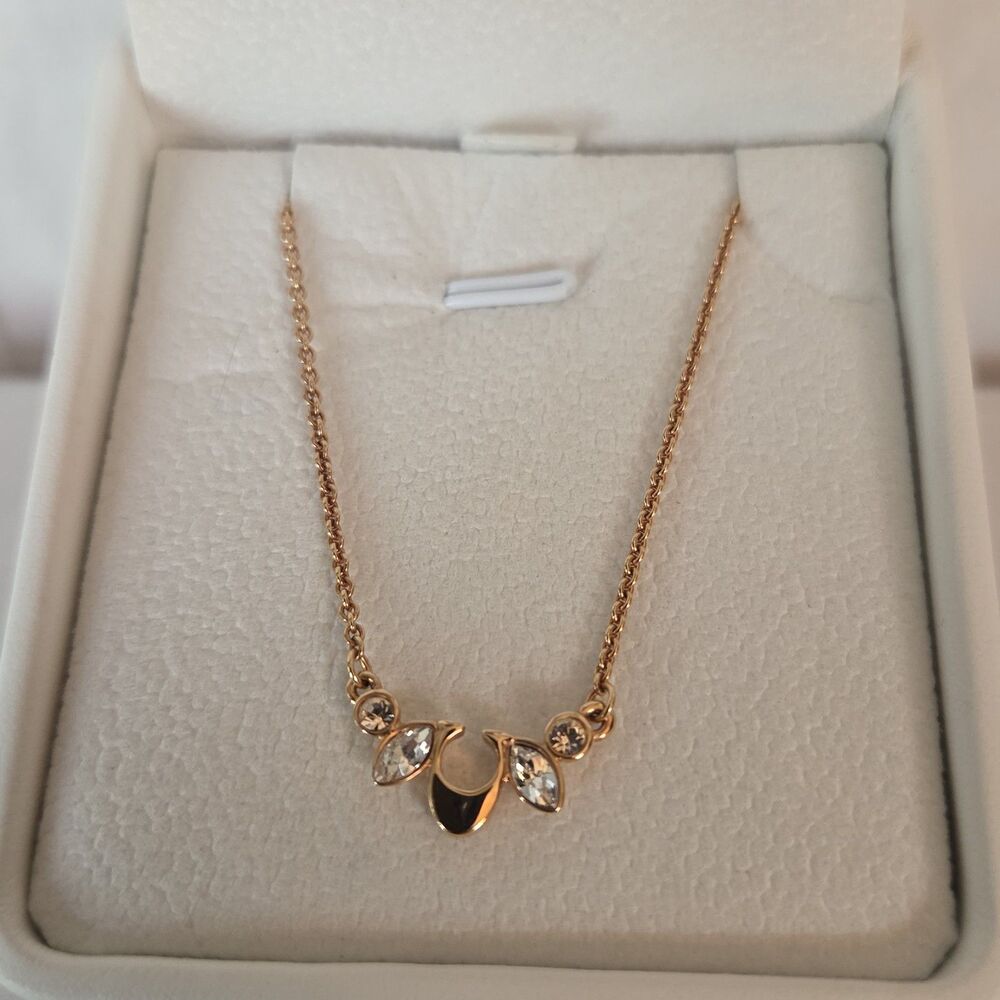 Coach Cluster Necklace Rose Gold Crystals 16 In.